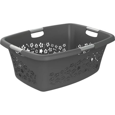 Panier à linge Rotho Flowers 50L Anthracite (1/2)