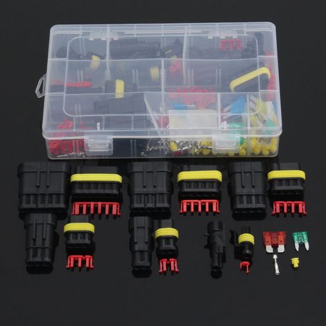 Connecteur électrique étanche auto 6 broches, kit boîtier à fusibles avec cosses, prise mâle femelle pour câblage véhicule, 1-6 voies, étanche IP67, accessoire auto durable. (1/5)