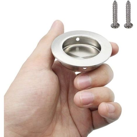 Tiradores deslizantes empotrados de acero inoxidable 304 – 4 piezas, diseño redondo con ranura invisible para armarios y cajones.