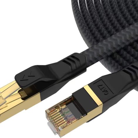 Câble Ethernet Cat7 plat et long de 3 m, haute résistance, pour Internet, LAN, connexion filaire (1/5)