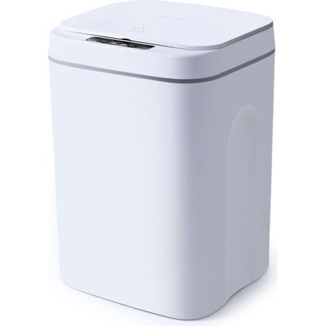 Poubelle automatique 16L – Détecteur infrarouge – Ouverture sans contact en 0,3 seconde – Conception étanche pour espaces humides – Blanc