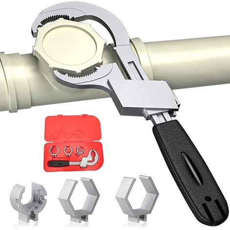 Clé universelle réglable à double extrémité, clé de salle de bain multifonctionnelle, clé plate de 80 mm à extrémité ouverte, ressort réglable pour le démontage et le montage de (1/5)