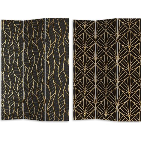 Paravent imprimé 3 panneaux noir décor orocm 120,6x2,5xh180,6x2,5xh180 (1/2)