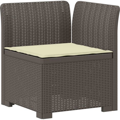 1-Sitzer Garten-Sofa mit Kissen Rattan-Look PP Hellgrau vidaXL (1/5)