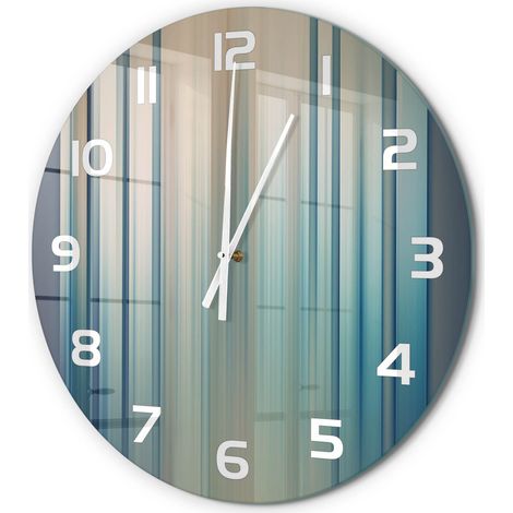 Horloge Murale Ronde Classique en Verre Silencieuse Design Élégant pour Salon Rayures bleues fi 60 cm (1/5)