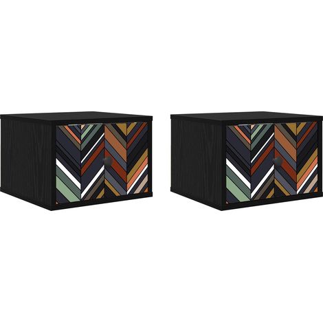 Maison Exclusive - Mobiletto da comodino a parete OMMEN 2 pz Rovere Nero (1/5)