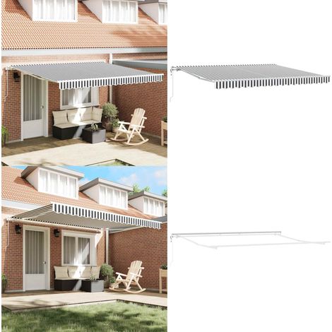 Automatisch Manuell Anthrazit & Weiß 400x300 cm - Markise - Sonnenschutz - Gartendekoration - Outdoor Möbel - Aluminium Markise - Home & Living (1/5)