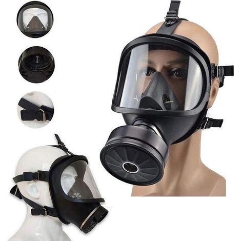 Masque de protection respiratoire à gaz – Double filtre anti-buée – Silicone alimentaire – Norme OTAN STANAG4155 – Protection contre agents chimiques