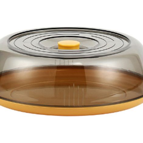 Geschirrabdeckung aus PET, wärmeisolierend, transparent, staubdicht, für Zuhause, Picknick, Kochen, Gelb (1/4)