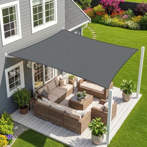 4x5m Graphite Voile d’ombrage Rectangulaire, Toile Imperméable Une Protection des Rayons UV à 95%, Voile Ombrage pour en Plein air, Jardin & Terrasse (1/5)