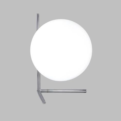 Trade Shop - Lampada Por Tavolo Scrivania Ramo En Vetro Luce Attacco E27 Argento 33887 -