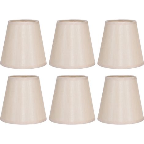 Set mit 6 schlichten und modernen Stofflampenschirmen für Tischlampen, Kronleuchter oder E14-Wandleuchten.