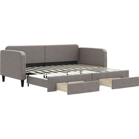 Maison Exclusive - Tagesbett Ausziehbar mit Schubladen Taupe 90x2