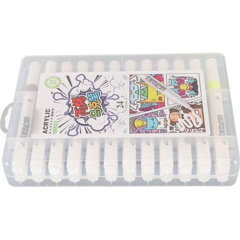 Lot de 24 marqueurs à double pointe, encres acryliques waterproof et séchage rapide, stylos fluides pour écriture sur tissu et divers supports. (1/5)