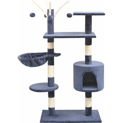 Tiragraffi per gatti nicchia peluche in sisal 125 cm blu scuro 3702080