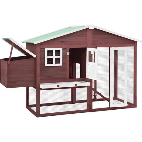 Maison Exclusive - Pollaio con Casetta Nidificazione Mocha e Bianco in Legno Abete (1/5)