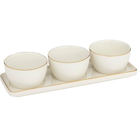 Set aperitivo Arya 31 x 10,5 x 7 cm, 4 piezas en cerámica blanca