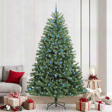 Künstlicher klappbarer Weihnachtsbaum mit 300 LEDs Grün 240 cm (1/5)