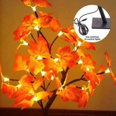 Lumière à Feuilles D'érable: Décoration Automne Lumière avec 24 LED, Lumière à Feuilles D'érable USB, Lumière de Feuilles D'érable (1/5)