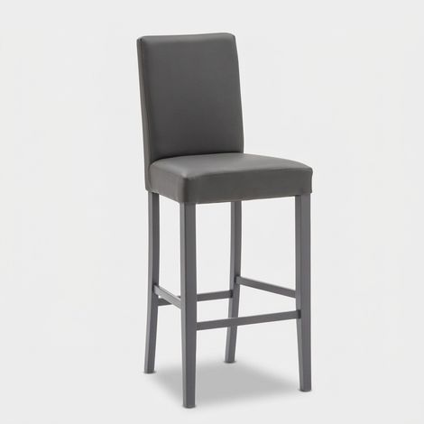 Tabouret haut en similicuir avec pieds en bois Julia (1/5)