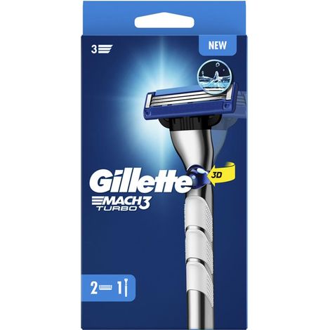 GILLETTE MACH3 RASOIO TURBO + 2 RICARICHE PER UNA RASATURA PERFETTA