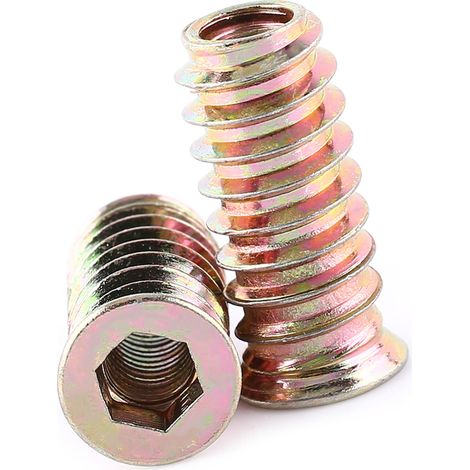Écrous en acier à insert fileté pour meubles en bois, vis à six pans creux (M625mm)