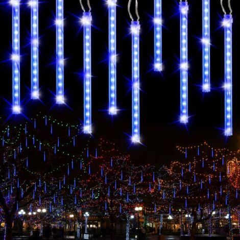 Luci decorative a effetto pioggia di meteore per esterni, 240 LED, 30 cm, 10 tubi, decorazioni natalizie, impermeabili IP44, luci effetto pioggia di meteore per albero di Natale, giardino, matrimonio,