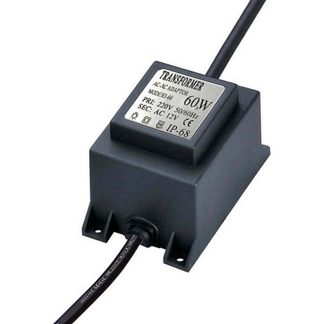 Ledbox – Adaptateur 220V AC vers 12V AC étanche IP68 – Transformateur 60W pour éclairage piscine type PAR56 – Dimensions 120x50x50mm (1/2)