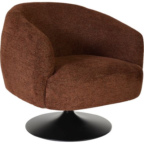 Drehbarer Sessel in gebrannter Erde Chenille-Effekt Stoff und schwarzem Metall BOWIE