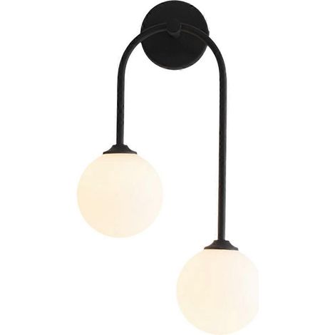 Applique murale décorative à 2 lumières en verre, globe B, lumière blanche (1/5)