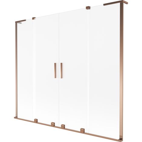 Mexen Velar L Duo Badewannen-Faltwand 2-flügelig verschiebbar 180 x 150 cm, satiniert, Roségold - 896-180-003-32-60 (1/2)
