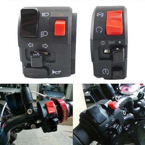 Bouton de klaxon de moto 22 mm, clignotant, feu antibrouillard, interrupteur de démarrage au guidon (x2) (1/4)