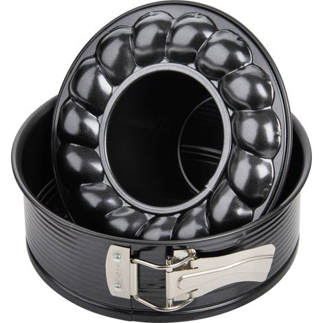 Zenker Stampo Tortiera Apribile a Cerniera 2 fondi Ø18x6,5cm in Acciaio Carbon Steel rivestito in antiaderente Teflon Classic Temp Max 230°C Linea Black Metallic (1/4)