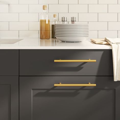 Poignées d'armoire 10 pcs,Poignée de meuble doré 160 mm acier inoxydable CFW24520 (1/5)