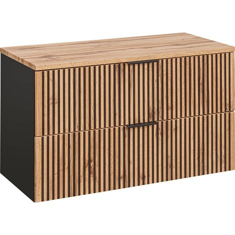Meuble sous-vasque 100cm plan de toilette Gaia Bois et Noir (1/5)