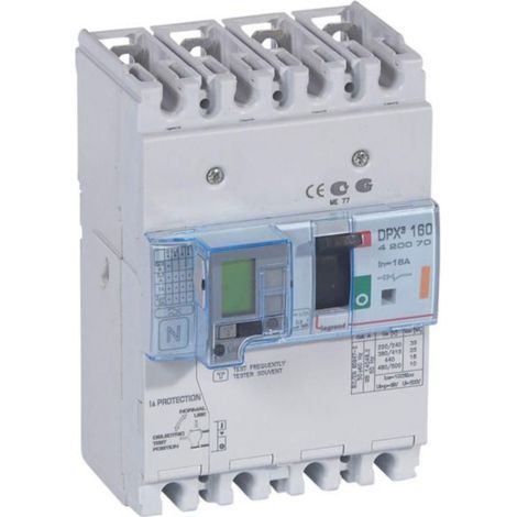 Disjoncteur magnétothermique différentiel DPX³160 pouvoir de coupure 25kA 400V - 4P - 16A - LEGRAND