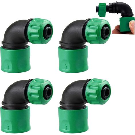 CCYKXA Set mit 4 Schnellkupplungs-Winkeladaptern für 12-13 mm Gartenschläuche, 90-Grad-Winkel-Schnellkupplungen, Gartenschlauchadapter, für Bewässerung, Autowäsche (Grün)