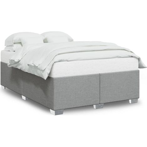 Lit double  Lit adulte  Cadre de lit sans matelas gris clair 140x190 cm tissu (1/5)