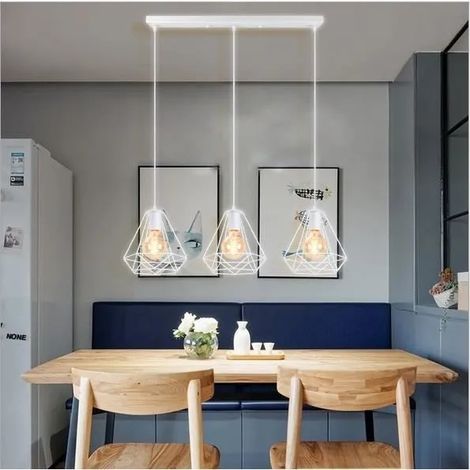 kawoo 3 Luminaires Lustre Suspension Vintage en Cage E27 Lampe Plafonnier Industriel Retro Métal Style Edison pour Salon Chambre (1/4)