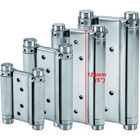 Charnières à Ressort (126mm) en Acier Inox à Double Action pour Portes Battante Charnière Fermeture Automatique pour Saloon Café Bar Pub Comptoir Porte Placard Jusqu'à 25kg (2 PCS) (1/5)