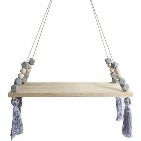 Wandregal, schwebendes Regal, hölzernes Schaukelregal, Hängeregal, Macaron-Wandtafel, Mädchenzimmerdeko (1/5)
