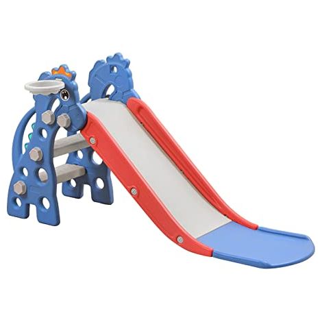 Naizy – Toboggan enfant 3 en 1 intérieur avec panier de basket – Dimensions 135x55x67cm – Matériau PE/PP non toxique – Construction sécurisée