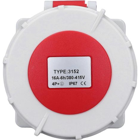 Industriesteckdose, 3-phasig, 5-polig, Stromkabelanschluss, IP67 wasserdicht, Unterputzmontage