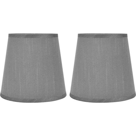 Juego de 2 pantallas para lámparas de interior, pantalla de tela estilo europeo para lámparas de araña E14, lámparas de mesa y lámparas de pie PX150, gris plateado -Crezuo