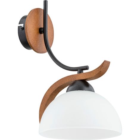 Alfa BAFIA Scandinavian Indoor Wall Sconce Light, Dark Wood/Black/White Decorative Wall Lamp, 1xE27 Socket Max 15W, IP20, Dimmable with Bulb, 31x16x16cm