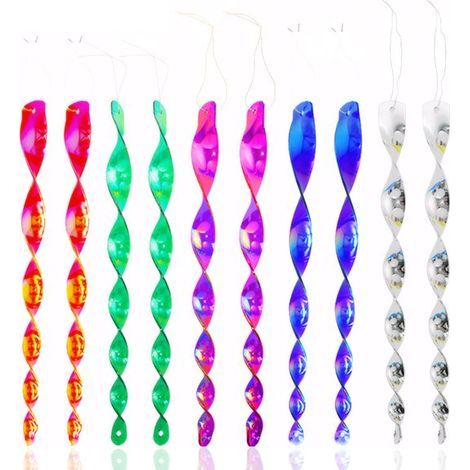 Windbetriebene Vogelabwehrspirale (10er-Pack) – Reflektierend und farbenfroh – Vogelabwehr für Garten, Bauernhof oder Obstplantage – Windbetriebene Dekoration – Mehrfarbig – 30 cm – 10er-Pack (1/5)
