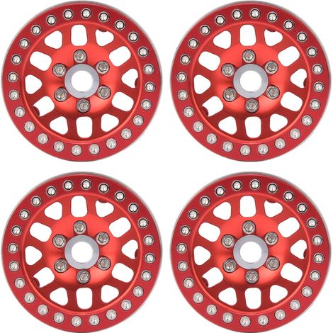 4 Pièces Jantes Alliage Aluminium 1.9 Pouces pour D90 TRX4 1/10 Voiture RC Rouge (1/5)