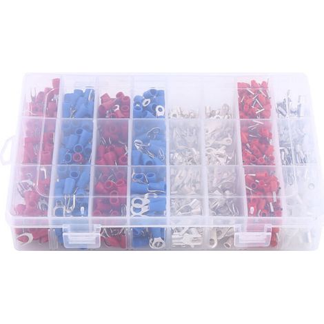 Confezione da 1000 connettori elettrici a crimpare isolati, 24 tipi diversi, set assortito.