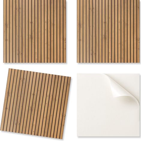 Azulejos autoadhesivos para pared, ideales para la decoraci贸n de salas de estar. Tablas verticales de madera de 20x20x20 cm.