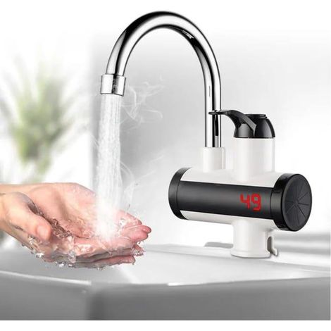 Robinet De Chauffe-Eau Instantané Électrique Ménage Robinet Mitigeur Chauffant avec Affichage Numérique À Del Rotation À 360° Chauffe-Eau Chaud Et Fro (1/5)